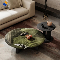 Table basse ronde en marbre de luxe KT STONE, design moderne et simple, élégante décoration de salon en marbre