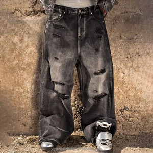 Pantaloni in Denim personalizzati Rock Revival larghi larghi aderenti diritti strappati al sole sbiaditi distruggi Jeans larghi Vintage lavati da uomo - Product Image 1