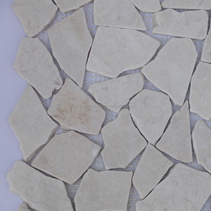 Doğal bej çakıl mermer mozaik havuz karosu açık veranda için Crema Marfil rastgele taşlar zemini - Product Image 3