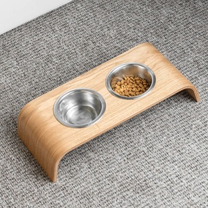 Support surélevé en bois pour animaux domestiques, dispositif de guérison avec bols, pour chats et petits chiens - Product Image 2