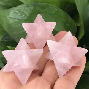 Натуральный Кристалл Меркаба звезда для украшения резьба из розового кварца аметист обсидиан Лазурит кристалл мелкаба камень