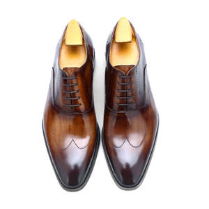Nouveauté Chaussures Oxford pour hommes en cuir véritable italien peintes à la main - Chaussures habillées de luxe artisanales pour mariage et affaires - Product Image 2