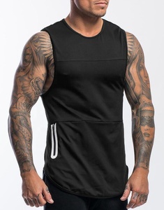 Sportswear Men Fitness Pocket <strong>Black</strong> <strong>Vest</strong> and Custom Tank Top - Product Image 2
