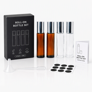 Botella de Vidrio Transparente de 10 ml con Rodillo, Desodorante en Roll-On, Suero para Cabello, Barba y Cuero Cabelludo, Surtido de Colores Transparentes Esmerilados, Fabricante - Product Image 2