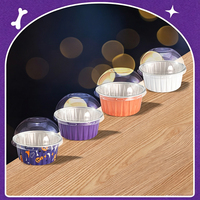 Moules à pâtisserie en aluminium 125 ml, ronds, pour Halloween, compatibles friteuse à air, jetables, pour muffins, cupcakes, mini-gâteaux