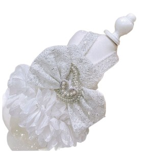 Robe de princesse pour animaux de compagnie, robe blanche en dentelle et paillettes, coupe élastique pour petits chiens, toutes saisons - Product Image 5