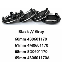 Pour Audi 135mm 69mm 68mm 61mm 60mm Gris Noir Cache-moyeux de roue de voiture Cache-roue Anti-poussière Emblème Logo Accessoires automobiles