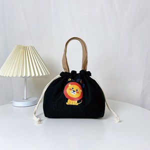 Bolsa de Lona de Algodón Reutilizable, Resistente y Ecológica, con Cordón, para Almacenamiento de Loncheras Bento, con Logotipo Personalizado al por Mayor - Product Image 4