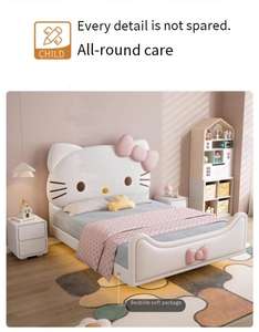 Mobili di Design Moderno Letto Hello Kitty con Struttura Matrimoniale in Legno per Bambini e Ragazze Stile Cartone Animato - Product Image 4