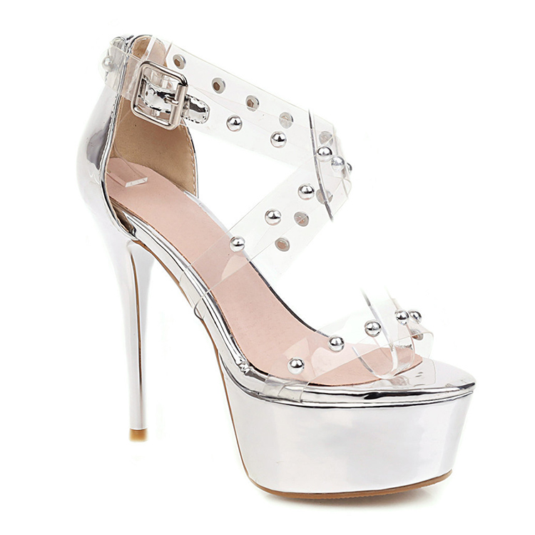 Zapatos de mujer de tacón alto, plataforma para zapatos, pajarita, zapatos  de tacón alto para fiesta, color plateado : Ropa, Zapatos y Joyería -  Amazon.com
