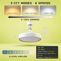 Ventilateur de plafond intelligent avec lumière, hauteur réglable, alimentation CA, taille moyenne, pour salon et chambre à coucher