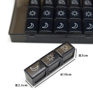 Almacenamiento de plástico PP 7 días 21 pastillero dispensado fabricantes de cajas de pastillas medicina con impresión de logotipo de cabello liso - Product Image 3