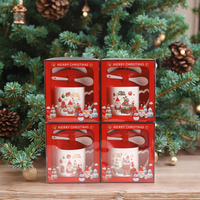 Tasse à eau, cadeau de Noël, tasse en céramique personnalisée avec un dessin animé du Père Noël, tasse à petit-déjeuner, ensemble de cadeaux pratiques