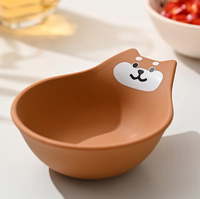 Petits bols à sauce en silicone au design coréen de dessin animé, avec couvercles antidérapants, mignons, noirs et kaki