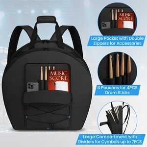 Muestra Gratuita de Juego de Bolsas Acolchadas para Batería de 10 mm de Grosor para Bajistas y Bateristas, Incluye Estuches para Tom de 12 Pulgadas y Caja de Ritmos - Product Image 4