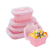 Contenants à lunch pliables en silicone, ensemble de bols pliables - Grande capacité, contenants de stockage alimentaire portables pour le camping, couvercles à clipser