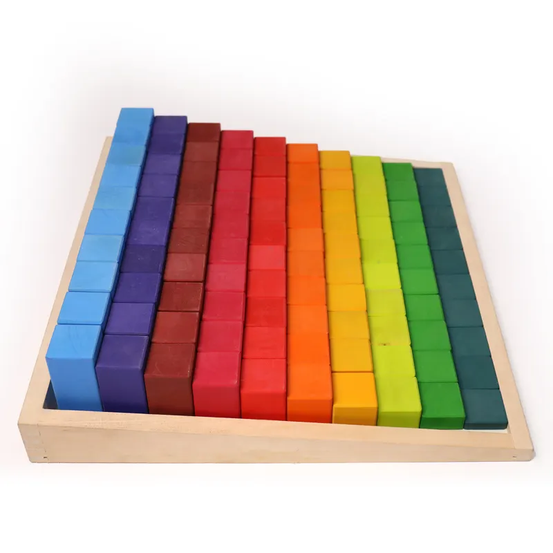 Set di blocchi di costruzione per bambini in legno per bambini grandi blocchi di conteggio arcobaleno per educazione precoce giocattoli di apprendimento per genitori-bambini