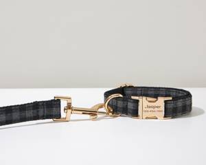 Gray <b>Black</b> Check Personalized Bow <b>Tie</b> Set, For <b>Boy</b> Dog, Wedding Dog Collar,Puppy Collar And Lead Bow, UK Free Shipping - Product Image 2