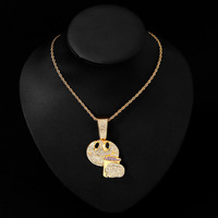 PD3003 personnalisé Hip Hop Emj tenant violet boisson tasse bijoux argent personnage de dessin animé pendentif mode bijoux colliers