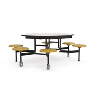 Table de cantine mobile pliable contemporaine en bois pour lycée, 8 places, chaises durables pour restaurant scolaire, hôtel, hôpital