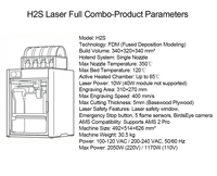 Imprimante 3D H2C H2D H2S AMS Combo Laser Full Combo FDM à double extrudeur avec détection de filament en option et récupération après coupure de courant