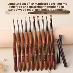 Juego <span class=keywords><strong>de</strong></span> 10 Herramientas <span class=keywords><strong>de</strong></span> Alta Calidad para Decoración <span class=keywords><strong>de</strong></span> Uñas, Cepillo <span class=keywords><strong>de</strong></span> Pelo Suave y Flexible <span class=keywords><strong>con</strong></span> Mango <span class=keywords><strong>de</strong></span> Madera <span class=keywords><strong>de</strong></span> Palisandro Grabado, para <span class=keywords><strong>Manicura</strong></span> Profesional - Product Image 2
