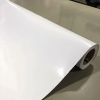 Revêtement de sol en vinyle blanc brillant imperméable et résistant aux UV, rouleaux autocollants en PVC, imprimable à l'encre éco-solvant, impression numérique, modèle