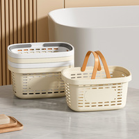 Panier de rangement rectangulaire en plastique multifonctionnel, écologique et au design moderne, avec poignée, pour articles divers, dortoir et cuisine