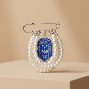 Royal Blue Zeta Phi Beta Pearl Pin Shield Broche Letras griegas para boda o compromiso - Product Image 1