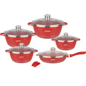 Household Best Gift White Aluminum Oven Casserole Nonstick Cooking Pots And Pans Non Stick Granite Cookware Set