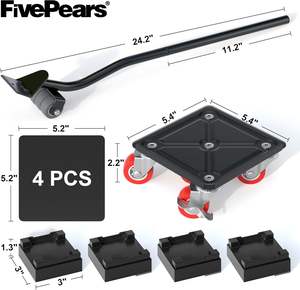 Carrello per Mobili Quadrato con Capacità di 1500 lbs, in Acciaio al Carbonio, con Ruote in Gomma Bloccabili, Sollevatore per Mobili - Product Image 2