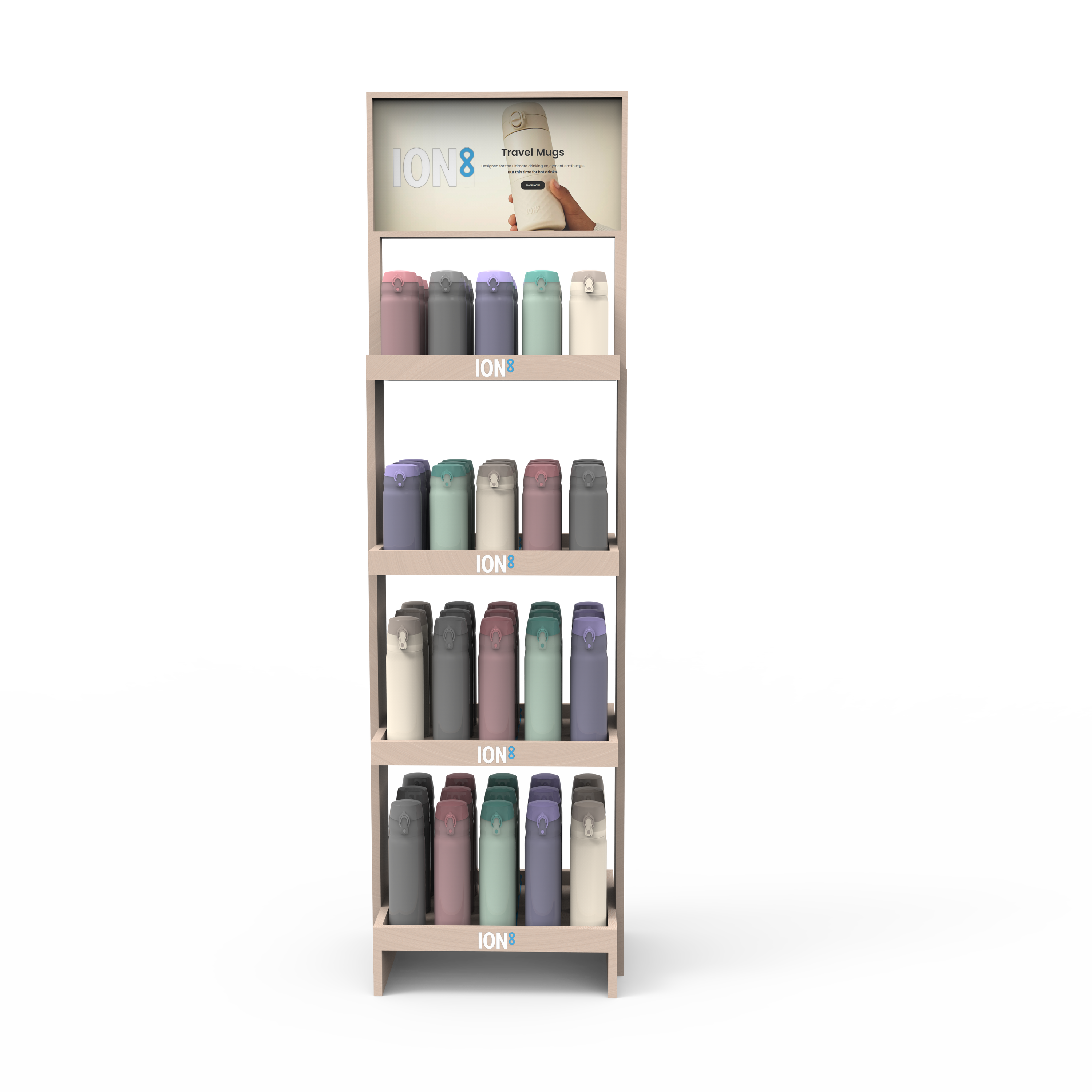 Customized Durable Wood Thermos Bottle Display Stand Supermarket Rack for Retail Shops & Supermarkets — view 4