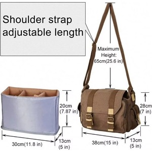กระเป๋ากล้องแบบลำลอง ใช้ได้กับกล้อง DSLR/SLR Mirrorless พร้อมที่ยึดขาตั้งกล้อง  กระเป๋าสะพายข้างสำหรับกล้อง (ตัวอย่างฟรี) - Product Image 4