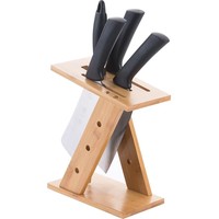 Support à couteaux pliable à un niveau en bois et bambou pour cuisine domestique, type sur pied, installation facile