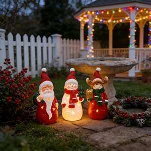 Luces <span class=keywords><strong>de</strong></span> Jardín <span class=keywords><strong>de</strong></span> Navidad con Forma <span class=keywords><strong>de</strong></span> Santa, Muñeco <span class=keywords><strong>de</strong></span> Nieve y <span class=keywords><strong>Reno</strong></span> Pintadas en Terracota - Adornos Decorativos para Jardín con Brillo LED - Product Image 1