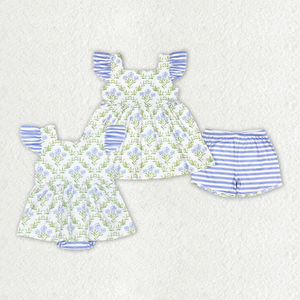 Tunique à fleurs et nœuds, haut et short rose, ensemble de vêtements d'été pour filles, GSSO2462 - Product Image 3