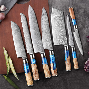 Ensemble de couteaux de cuisine professionnels avec lame en acier inoxydable carbone Damas et manche en résine - Product Image 5