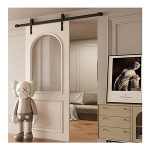 צרפתית צבועה חדר דלת חדר שירותים מלא עץ מלא דלת האסם הזזה דלת לבן תלוי מעקה - Product Image 5