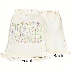 Custom Custom String Beach Sack Bag Travel Sack Pack Cotton <b>Canvas</b> <b>Backpack</b> for Women Gift Sport Gym - Product Image 4