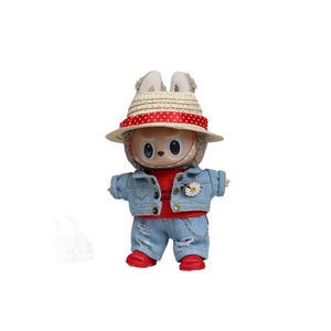 Labubu <b>Doll</b> Clothes Denim Outfit Red Shirt Striped Hat For Vinyl <b>Doll</b> Keychain Accessories Unisex 8 13 Years China Made - Product Image 5