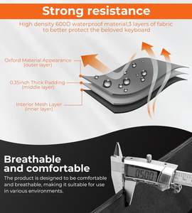 Échantillon gratuit Housse de protection rembourrée sur mesure pour clavier de piano de grande taille | Sac de transport pour clavier de piano 61587, sac pour instrument de musique - Product Image 4