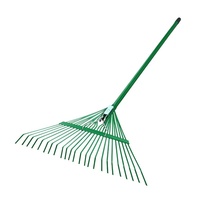 Râteau à feuilles Harley en acier pour jardinage, niveleur de paysage, râteau à gazon pour feuilles - Vert 24 dents pour nettoyer les feuilles et le gazon