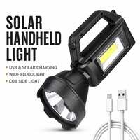 Projecteur solaire LED portable d'usine, portée 100 m, avec COB latéral, lanterne de camping, torche rechargeable USB et batterie externe