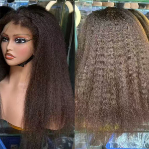 Letsfly Promotion 146$ Wholesale 13x4 Kinky Straight 12A HD Lace Front 100% <b>Human</b> <b>Wigs</b> Women Coarse Raw 20in Yaki Hair 250% - Product Image 4