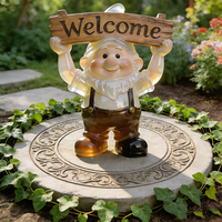 Offre Spéciale : Statuette de Nain de Jardin en Résine, Panneau de Bienvenue, Lumières Solaires Extérieures pour Décoration de Jardin