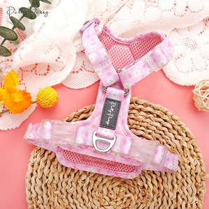 Fast Shipping Custom Logo Print Luxury Daisy Flower <strong>Pink</strong> <strong>Harness</strong> Manufacturer Design Your Cute Pattern Oem Neoprene Dog <strong>Harness</strong> - Product Image 1