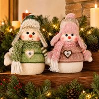 Poupée de Noël en coton peluche avec écharpe et chapeau, douce et rembourrée, taille personnalisable, ornement de table, couleur personnalisée, logo personnalisé
