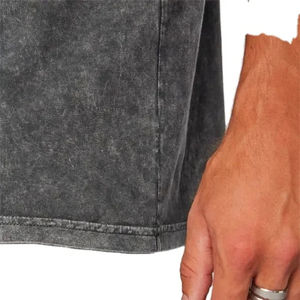 Camiseta de Algodón Grueso con Lavado Ácido y Efecto Desgastado para Hombre y Mujer, Talla Grande, con Logotipo Personalizado, Impresión DTG, Color Negro - Product Image 6