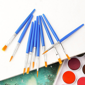 Lot de 10 pinceaux ronds plats pour l'art capillaire, manche en plastique, pinceaux d'artiste en nylon pour peinture à l'huile - Product Image 3