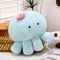 Peluche Poulpe Rond Mignon, Jouet en Peluche Doux avec Cordon, Poupée Poulpe Kawaii, Décoration de Canapé Animaux Marins, 4 Couleurs